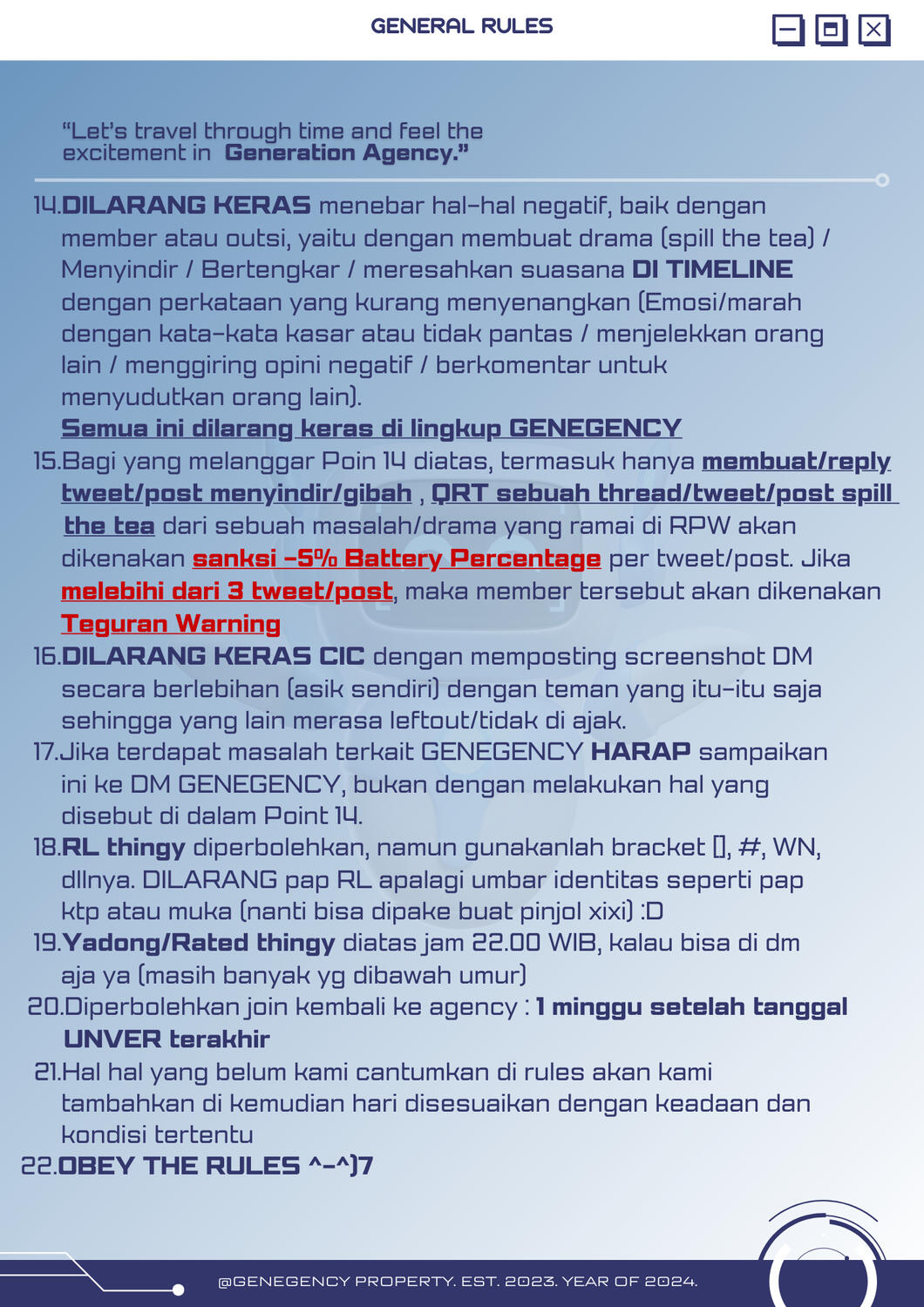 GENERAL RULES 2