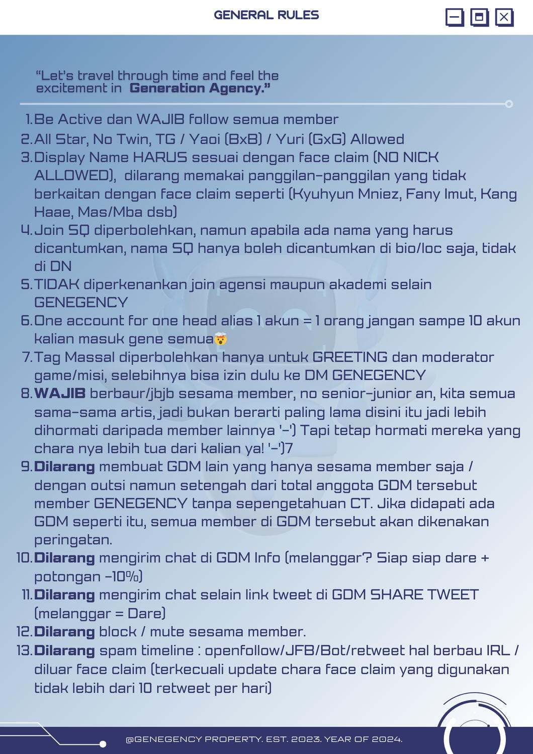 GENERAL RULES 1